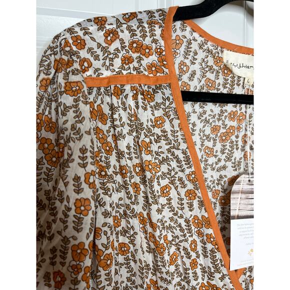 Daughters of India NEW Binita Mini Dress Apricot Color Size Large Orange White - Picture 8 of 16
